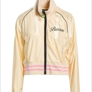 Arrow Bomber Jacket in Cream with Pink Stripes